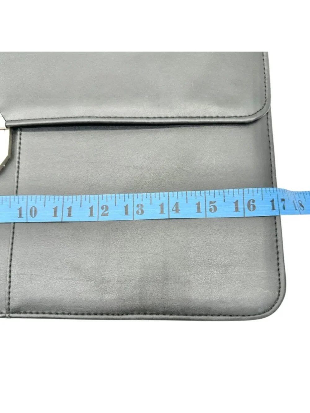 Black Leather Expandable Briefcase With Locking Clasp 17W x 12H x 2.5D